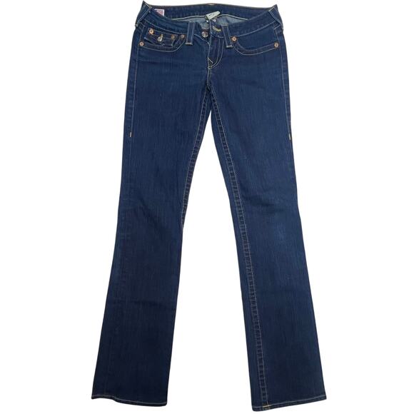 True Religion Women's Billy Jeans Size 28 Dark Wash Straight Denim Low Rise - Picture 1 of 15